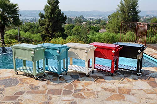 Permasteel PS-A203 F1-RD 80 Quart Portable Rolling Patio Cooler, Red