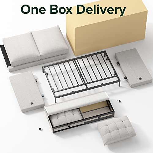 ZINUS Thompson Loveseat / Tufted Cushions / Green Tea Infused Foam Cushions / Tool-Free, Easy Assembly, Light Grey