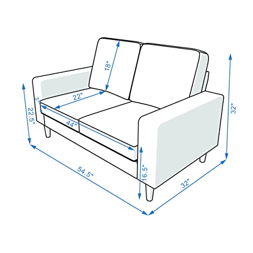 Modern Loveseat Sofa 2 Seater Sofa Couch Set for Small Space Living Room (Brown)