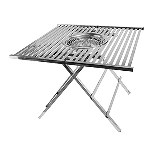 xuejuanshop Charcoal Grill Stainless Steel Square Folding Portable Charcoal Grill Lightweight Grill Table Grill Stand Table for Outdoor Backyard Patio Picnic Park，31.5