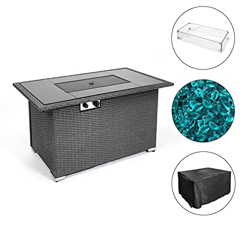 44 inch Propane Fire Pit for Outside, with Steel Heater and Outdoor Control Knob, 50000 BTU, ETL Certification Smokeless Bonfire Pit for Camping, Table in Summer, Pit in Winter(Grey)