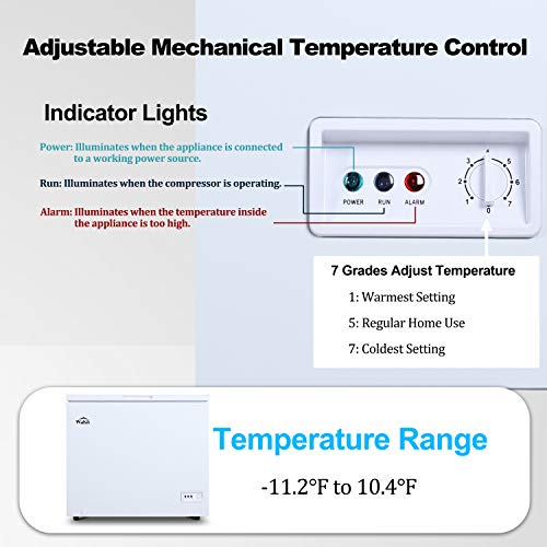 WALSH WSF70CWED01 Manual Defrost Deep Chest Freezer, Mechanical Temperature Control, 7.0 Cu.Ft, White, 7 Cu Ft