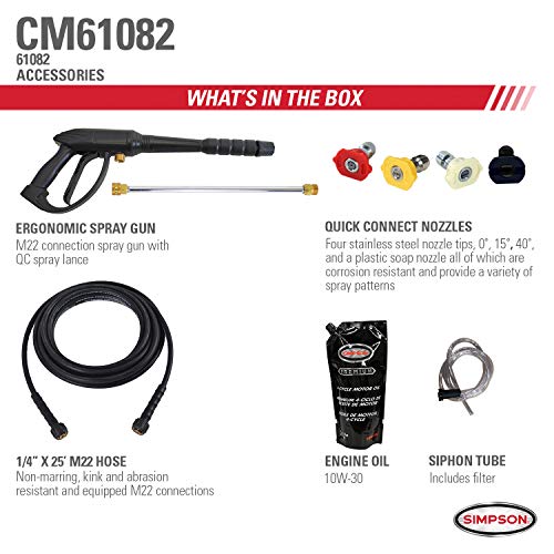 Simpson Cleaning CM61082 3200 PSI at 2.4 GPM Clean Machine Cold Water Residential Gas Pressure Washer, Natural