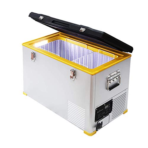 SetPower 47-Quart Chest Freezer, 0℉-50℉, DC 12/24V, AC 110V, Portable Refrigerator for Home and Car Use, 12 Volt Refrigerator for Travel, Camping, Road Trip, RV