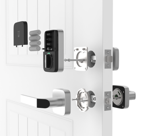 U-Tec COMBO Bluetooth Enabled Fingerprint and Key Fob Two-Point Smart Lock in Satin Nickel New