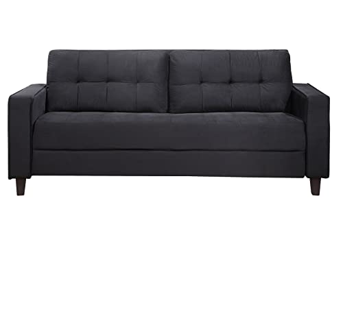 Rhomtree 76 Inches Modern Velvet Sofa Couch for Living Room Sofa Couch 3 Seat (Black)