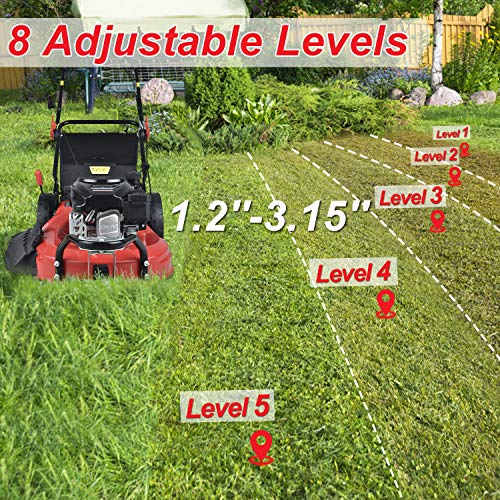 PowerSmart Lawn Mower, 20-inch & 170CC, Gas Powered Lawn Mower, 4-Stroke Engine Self-Propelled Lawn Mower, 3-in-1 Gas Mower, 8 Adjustable Heights (1.2''-3.15''), PSS2020