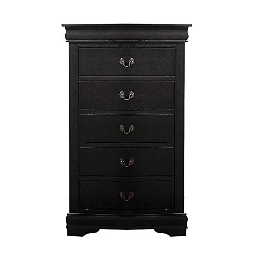 5 Drawers Chest, Harper&Bright Designs Solid Wood Storage Chest with Luxurious Handles for Bedroom, Hallway, Entryway, Closet, Nurseries. (Black)