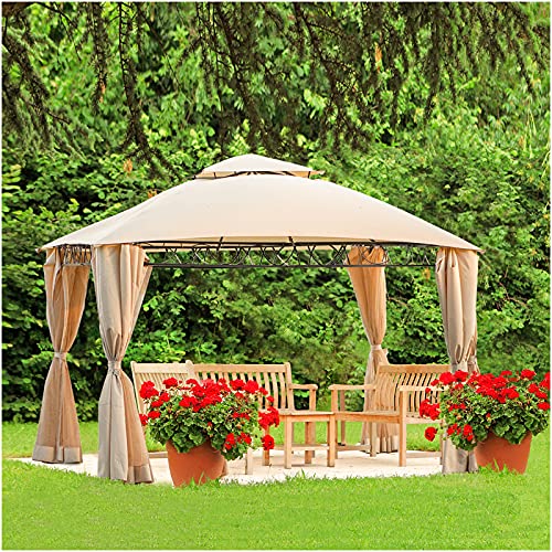Outdoor Gazebo 10x12 ft Patio Double Roof Gazebo with Privacy Curtain and Netting Grill Canopy