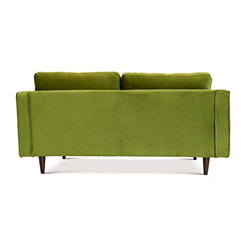 ASHCROFT Jax Mid-Century Modern Pillow Back Velvet Loveseat in Pistachio