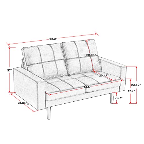 Zushule Faux Leather Couch and Chair Set for Living Room - Mid Century Modern Furniture Sets - Comfy Couches and Chairs - Accent Armchair and Love Seat (Brown, Chair+Love Seat)
