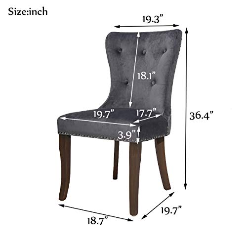 Harper&Bright Designs Set of 6 Victorian Dining Chair Tufted Armless Chair Upholstered Accent Chairs (Velvet Grey)