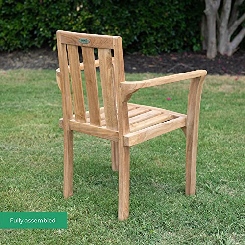 TITAN GREAT OUTDOORS Classic Teak Stacking Chair, 4 Pack, Outdoor Patio Chair, Spa or Garden Seating