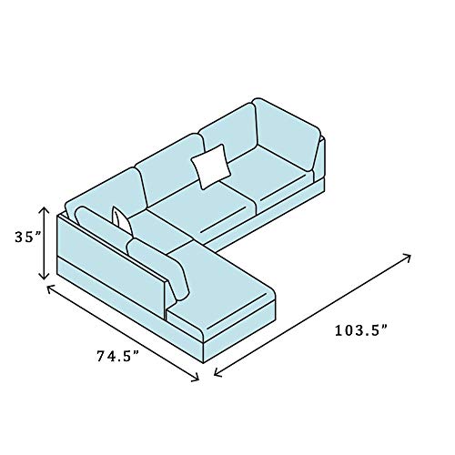 LifeStyle Furniture Sectional Sofa Set, Modern L-Shaped Living Room Couch Set, Linen Sectional Sofa, Grey White, Left Facing