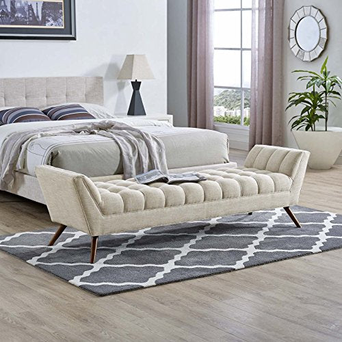 Modway Response Upholstered Fabric Bench, Loveseat, Beige
