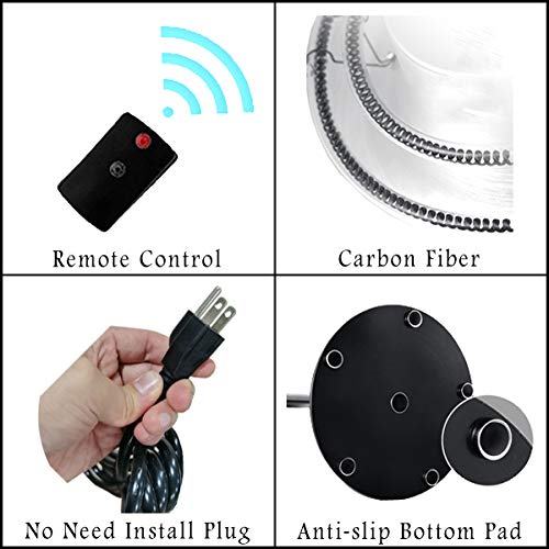 Estery Remote Control Electric Patio Heater Outdoor Waterproof Infrared Carbon Fiber Tube Heaters 600W 900W 1.5KW Portable Flame Retardant Overheat Protection f Garden Garage Balcony Indoor Silver