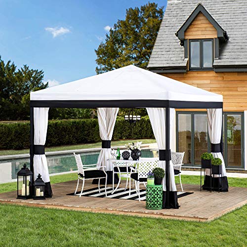 Sunjoy Marquis 10x10 ft. Steel Gazebo, White and Black