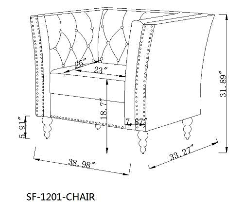 Kingway 3 Pcs Living Room Fabric Couch 1 Seat Sofas, Gray