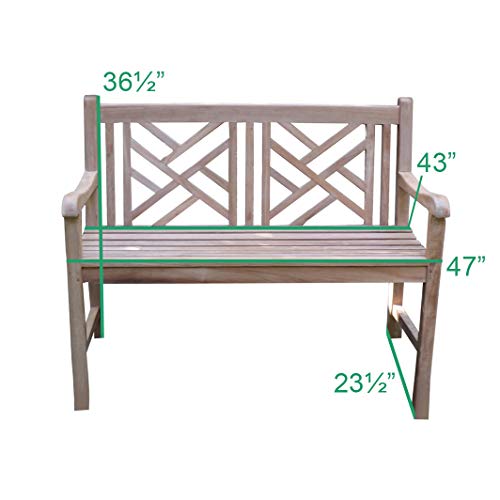 TITAN GREAT OUTDOORS Grade A Teak Cross Bench 47 in. Patio Solid Wood