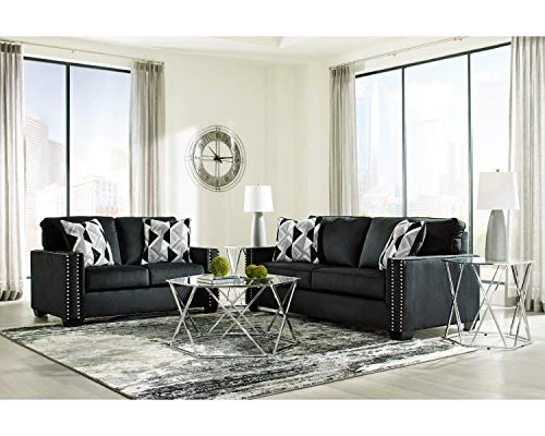 Signature Design by Ashley Gleston Glam Upholstered Sofa with Nailhead Trim, Black