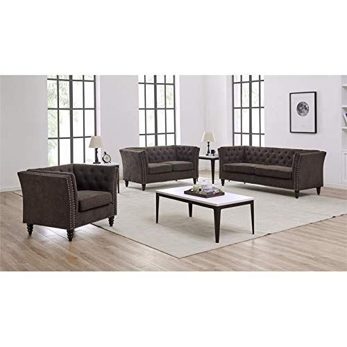 Kingway Furniture Palem Microfiber Living Room Loveseat in Brown