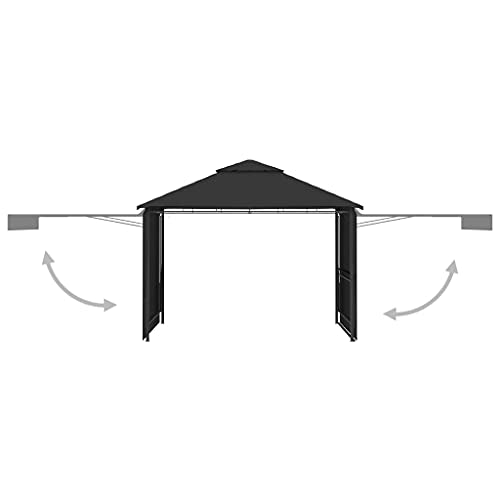 Garden Gazebo with Double Extending Roofs Pavilion Tent Steel Frame Party Tent Gazebo Sunshade Awning UV-Resistant Grill Gazebo 9.8' x 9.8' x 9'