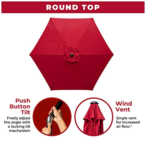 Abba Patio 9 Ft Fade Resistant Sunbrella Patio Umbrella with Auto Tilt and Crank, Alu. 8 Ribs, Red