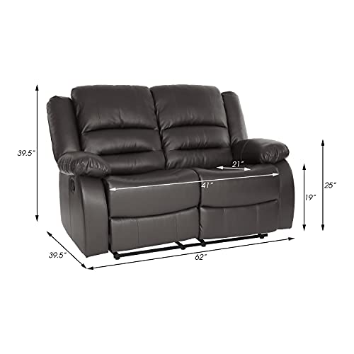 Lexicon Azrael Faux Leather Double Manual Reclining Loveseat, 62