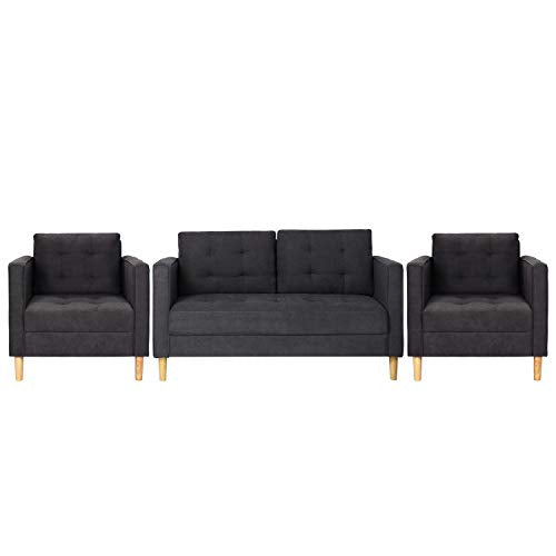 AODAILIHB Mid Century Modern Sectional Sofa Couch Set, 3 Pieces Loveseat Single Chairs for Living Room Home Office Sofa Set