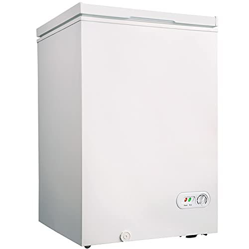 ZCZZ 3.5 cu.ft Chest Freezer Removable Storage Basket, Top Open Door Freezing Machine for Home and Kitchen/Dorm/Bar/Office, 7 Temperature Settings
