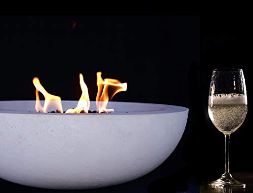 A Fire Pit for Your Patio Table. Landscape Quality Tabletop Fire Bowl Made of Concrete with 40,000 BTU Stainless Steel Burner. Runs on Propane.