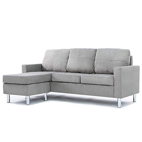 Divano Roma Furniture Small Space Modern Sectional Sofa, Gray