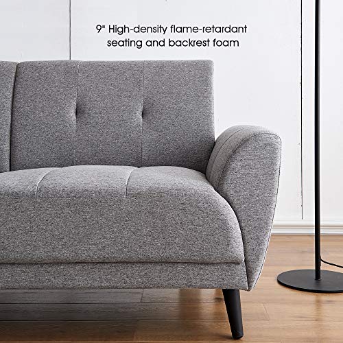Ivinta Living Room Couch Sofa Linen Fabric Tufted Mid-Century Modern Bench Loveseat Sofa, 71 inch Small Sofa (Grey)