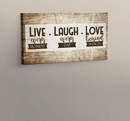 Live, Laugh, Love Quote Living Room Wall Art Canvas 24 x 48 inch