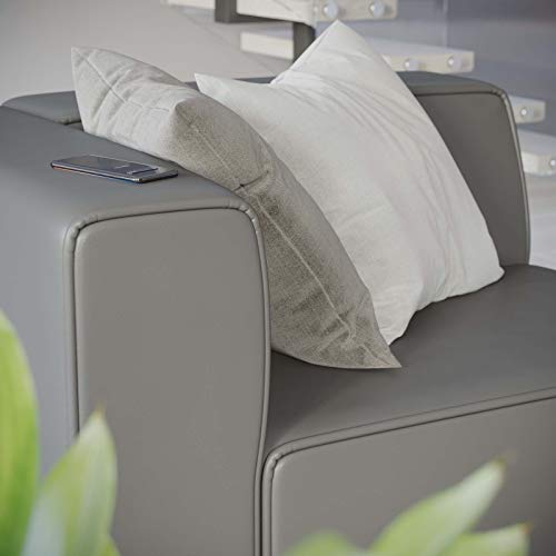 Modway Mingle Vegan Leather Sectional Sofa Left-Arm Chair, Gray