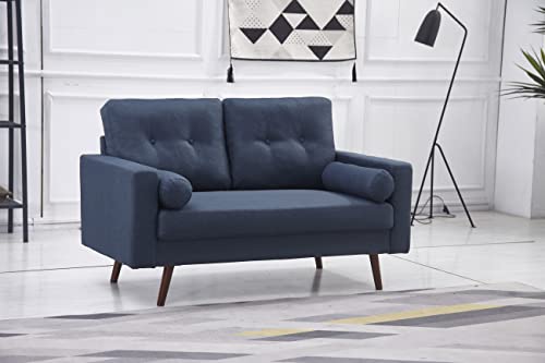 CINNIC Modern Loveseat Sofa, Mid Century 2-Seat Sofa Couch Furniture with Solid Wood Legs for Living Room, Bedroom, Apartment/Easy, Tool-Free Assembly Love Seat Couch(Loveseat, Blue)