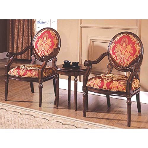 Best Master Furniture KF91027 3-Piece Traditional Birch Wood and Fabric Living Room Set in Walnut