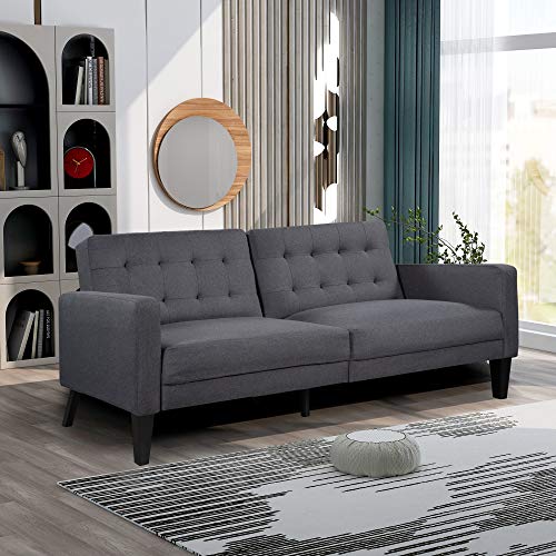 DMSZHOU Futon Sofa Bed,Small Sofa,Modern Sofa,Small Sectional Sofas for Small Rooms.Modern Convertible Folding Futon Lounge Couch for Living Space, Apartment, and Dorm (Grey)