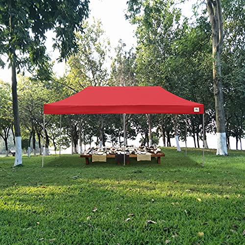 Diophros 10x20FT Pop up Canopy Tent, Instant Portable Folding Shelter Wedding Party Tent Outdoor Event Gazebos (Red)