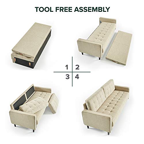 ZINUS Benton Sofa Couch / Grid Tufted Cushions / Easy, Tool-Free Assembly, Beige