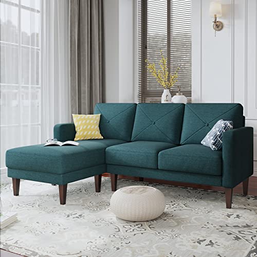 Uteeran Sectional Sofa Couch Convertible sectional Sofa with Reversible Chaise L Shaped Sofa Couches for Living Room Blue
