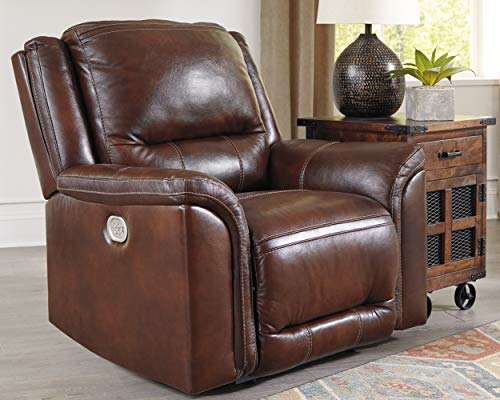 Signature Design by Ashley Catanzaro Power Recliner Adjustable Headrest Mahogany