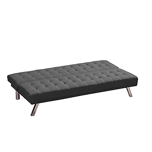 Lazyspace Convertible Sofa Bed Adjustable Couch Sleeper Modern Upholstered Home Recliner Reversible Loveseat Folding Daybed Guest Bed, Dark Grey