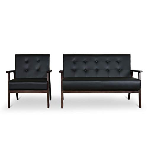 Mid-Century Retro Modern Living Room Sofa Set with Loveseat and Seating Sofa Chair, Couch and Lounge Chairs