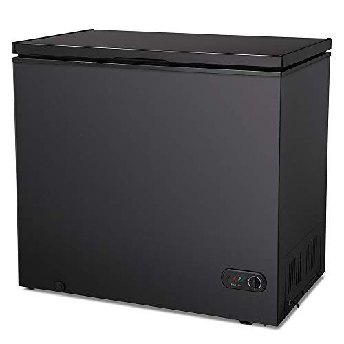 Joy Pebble Chest Freezer 7.0 Cubic Feet with Removable Baskets Free-Standing Top Open Door Freezers -4℉ to 6.8℉ Adjustable Temperature/Front Defrost Water Drain/Energy-saving/UL Certified-BLACK