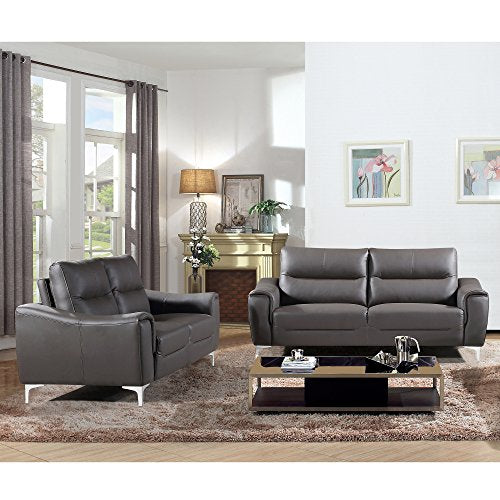 Christies Home Living Rachel Collection Modern Leather & Fabric Upholstered Stationary, 2 PIECE SET
