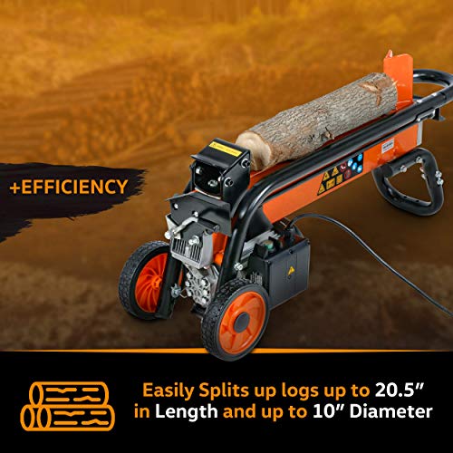 SuperHandy Log Splitter Electric Portable 6 Ton Ram System 1-3/4eHP 15Amp 1500Watt Motor Horizontal Full Beam with Steel Wedge for Fire Wood Splitting Forestry