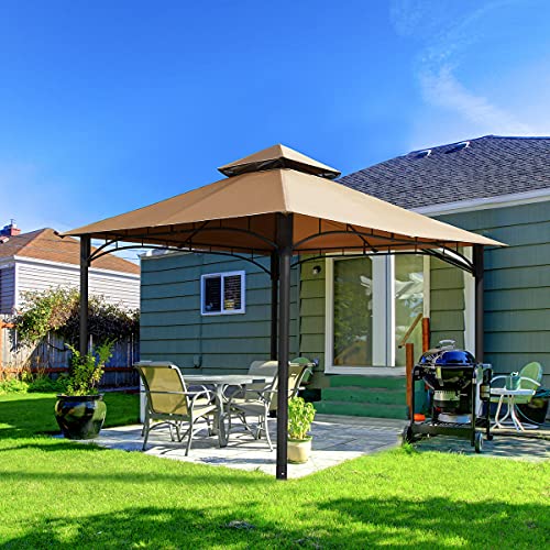 Quictent 10x10 FT Patio Gazebo Canopy Tent with Vented Soft Top,Outdoor Garden Gazebo for Patios Lawn, Backyard and Deck-Light Brown