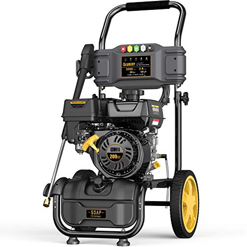 3200PSI Gas Pressure Washer, 2.4GPM 209CC Power Washer, 25FT Hose&Soap Container, 5 Adjustable Nozzles, Cleaning for Driveway/Concrete/Vinyl Fencing, CARB&EPA CERT…