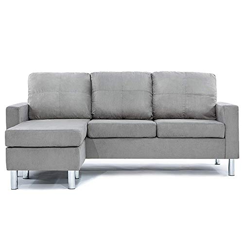 Divano Roma Furniture Small Space Modern Sectional Sofa, Gray